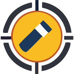 Targeted Symbol of a Blue and White Object Centered Within a Yellow Circle and Dark Gray Crosshairs Against a Transparent Background