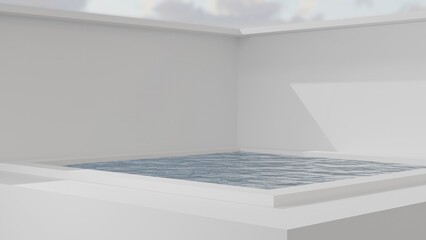 Water pool room abstract luxury background with sky background