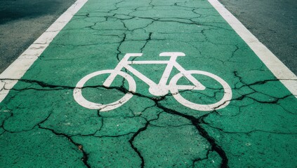 bike lane with a white bicycle symbol