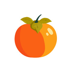 Attractive Minimalist illustration, A clipart flat 2D icon, minimal design, simple illustration with EPS format design of a persimmon isolated on white and transparent background