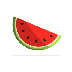 Attractive Minimalist illustration, A clipart flat 2D icon, simple illustration with EPS format design of a watermelon slice isolated on white and transparent background