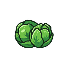 Attractive Minimalist illustration, A clipart flat 2D icon, simple illustration with EPS format design of a brussels sprout isolated on white and transparent background