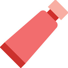 Simple Flat Design Icon of a Red Pink Lotion or Cream Tube with Cap on Transparent Background Isolated Vector Art