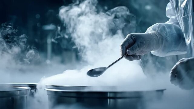 Closeup of a technician applying heatresistant doping techniques to a metal sample enhancing its thermal durability and strength in a controlled lab environment.
