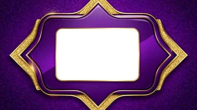 Elegant Purple and Gold Frame with Blank Space for Text or Logo.