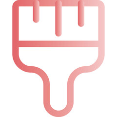 Simple Icon of a Paintbrush with Red Pink Gradient Outline on Transparent Background Minimalist Digital Art Tool Symbol