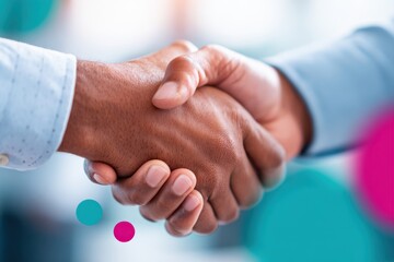 Business handshake on colorful background