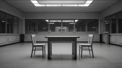 Modern conference room with table and chairs