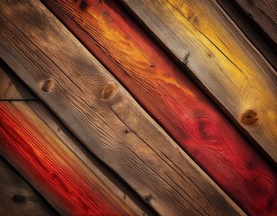 brown and red and yellow and old dirty wood wall wooden plank board texture background with grains and structures