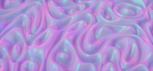 Y3K-inspired 3D illustration with smooth, wavy forms and a glossy, pastel finish. Abstract surface glows with soft blue and pink tones, creating a futuristic, dreamy digital aesthetic.