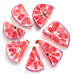 pomegranate painting design set Hand-painted style, vectorized, vector set available in EPS, Simple Hand-painted watercolor style