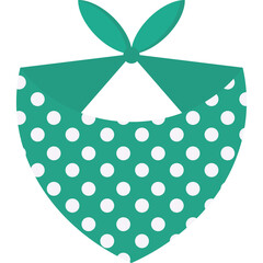 Teal Bandana with White Polka Dots Tied in a Knot Isolated on a Transparent Background