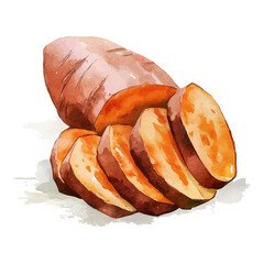 sliced sweet potato painting design set Hand-painted style, vectorized, vector set available in EPS, Simple Hand-painted watercolor style