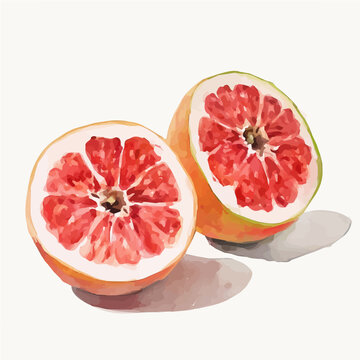 Illustration of sliced imbu fruit painting design set, Hand-painted style, vectorized, vector set available in EPS, Simple Hand-painted watercolor style	