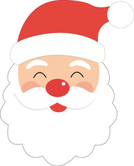 Happy cartoon Santa Claus face with big white beard