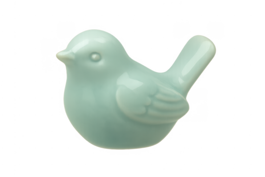 Ceramic bird figurine decoration with pastel blue color