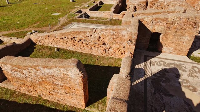 Panoramic view of Ostia Antica, the old port of Rome, Lazio, Italy, dating back to the 7th century BC