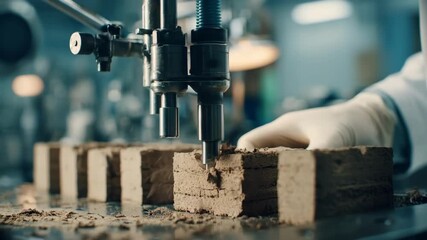 Medium shot featuring a technician inspecting and adjusting sand core molds during a hybrid core making procedure highlighting quality control and precision in cavity formation.