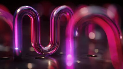 Vibrant Abstract Neon Lights Creating a Mesmerizing Loop Pattern with Pink and Purple Glow for Modern Digital Art
