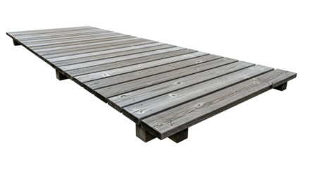 Weathered Wooden Decking Planks, with Visible Grain and Knots, isolated on a white or transparent background, cutout, PNG