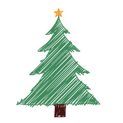 Christmas tree hand drawing doodle sketch