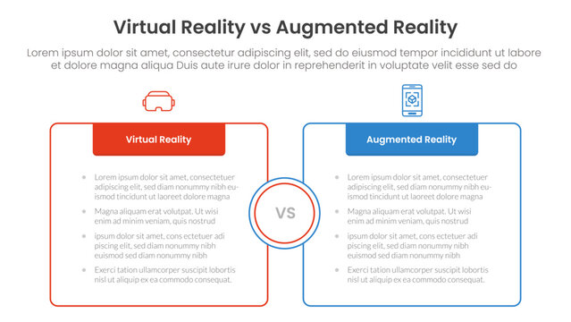 vr vs ar technology comparison concept for infographic template banner with box opposite outline with header with two point list information