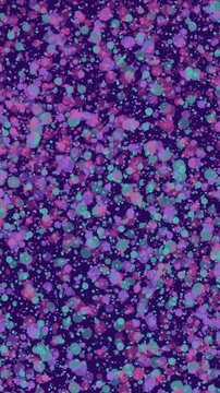 Abstract vertical moving background. Animated minimalistic design in bright colors. Circular motion of splashes of different colors. Animated 4k video