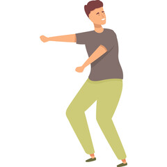 Young Person In A Grey T Shirt And Light Green Pants Dancing And Moving In A White Background