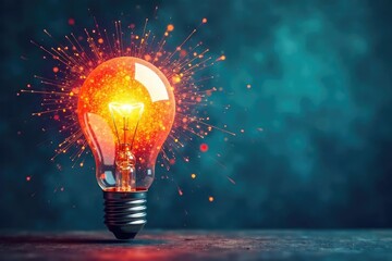 A lightbulb explodes with vibrant, colorful ideas, symbolizing creative breakthroughs and innovative thinking in a dynamic, abstract representation , bright, perspective, contemporary