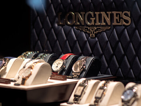 Luxury Longines Watches Displayed at Retail Showroom