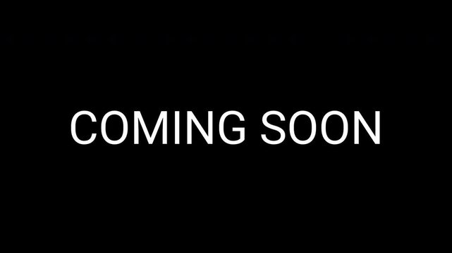 Coming soon text grows from small to large on dark black background, smooth expansion effect ideal for modern promos and visuals. FX