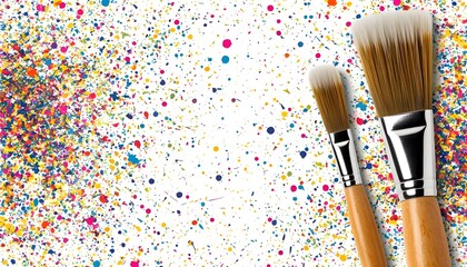 Art Brushes on a Colorful Paint Splatter Background.