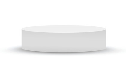 Simple white cylindrical product display stand minimalist and empty pedestal or platform for displaying objects, awards or product mock-ups