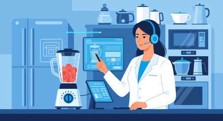 Modern kitchen appliance assistance service using digital technology and a professional consultant