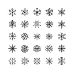 Collection of Intricate Snowflake Designs for Winter and Holiday Themes.