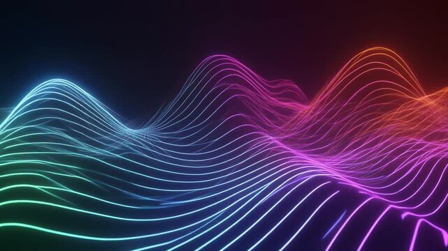 Neon AI Technology Background Futuristic UI Elements, Abstract Design, and AI-Generated Waves for Cutting-Edge Visuals and AI Backgrounds