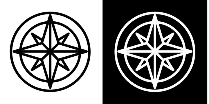 North Star  Icon Set White Style Collection
