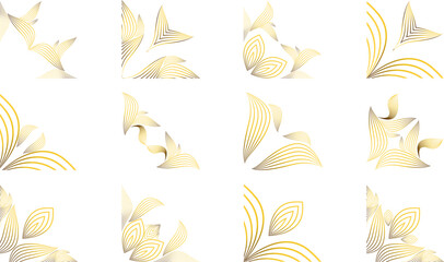 Golden Floral Corner Ornament Set