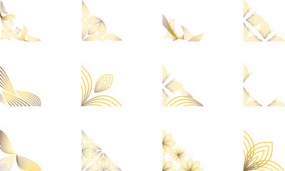 Golden Floral Corner Ornament Set