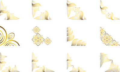 Golden Floral Corner Ornament Set