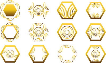 Luxury Gold Hexagon Frame Ornament Set