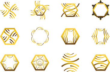 Luxury Gold Hexagon Frame Ornament Set