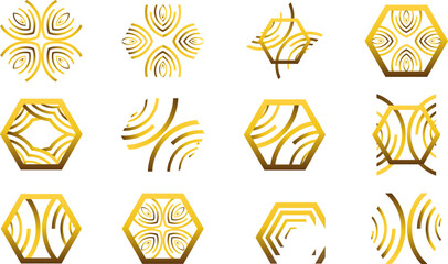 Luxury Gold Hexagon Frame Ornament Set