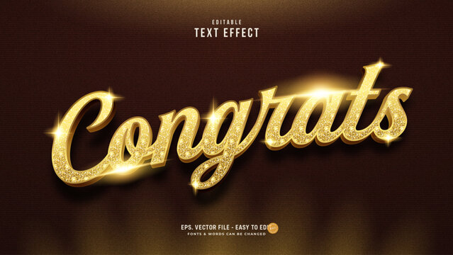 Congrats Gold Glitter Script Text Effect