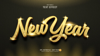 New Year Gold Glitter Script Text Effect