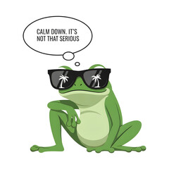 Chill Frog with Sunglasses "Calm Down It's Not That Serious" Funny Meme 