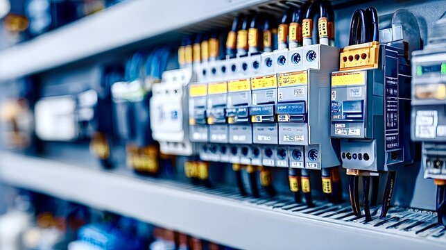 Electrical switchboard panel showing circuit breaker wiring and control