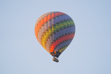 Hot Air Balloon over Cappadocia Valleys in Nevsehir, Turkiye