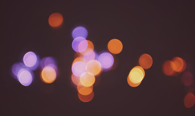 レトロな玉ボケの写真　ノスタルジックな光の背景装飾　夜の風景　イルミネーション