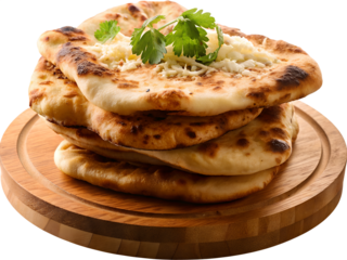 Indian Naan Bread. Isolated on Transparent background.